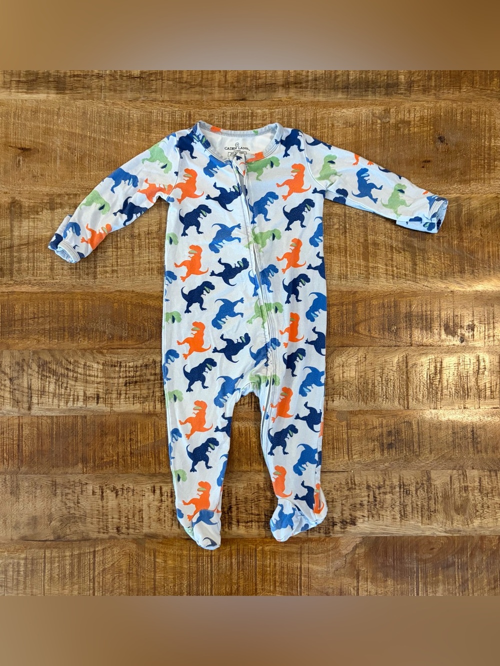 Caden Lane Dinosaur Bamboo Zipper Footie Pajamas
